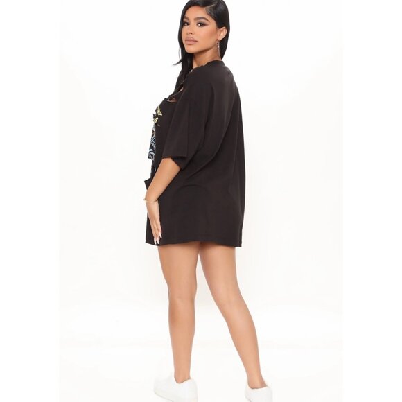 Fashion Nova ✦ Seeking Balance Graphic Top ✦ Black Yin Yang Cutout Tee Sz S NWT - Picture 5 of 6